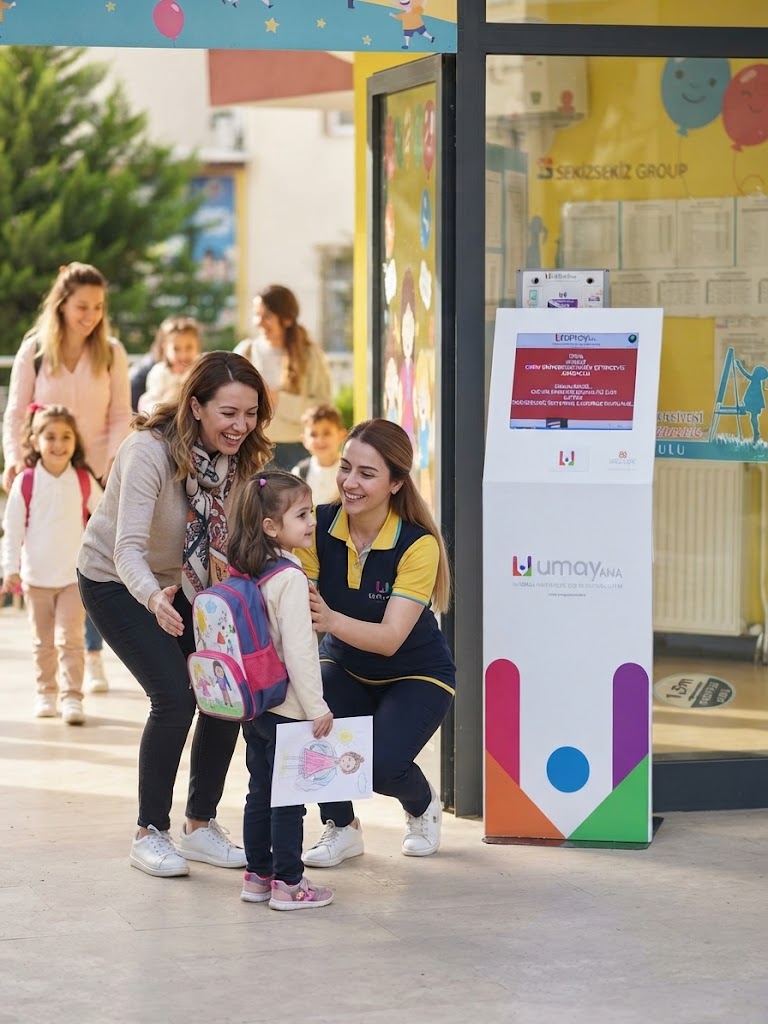 Sınıfta öğretmen akıllı tahtadaki fotoğrafla gelen kişiyi onaylıyor